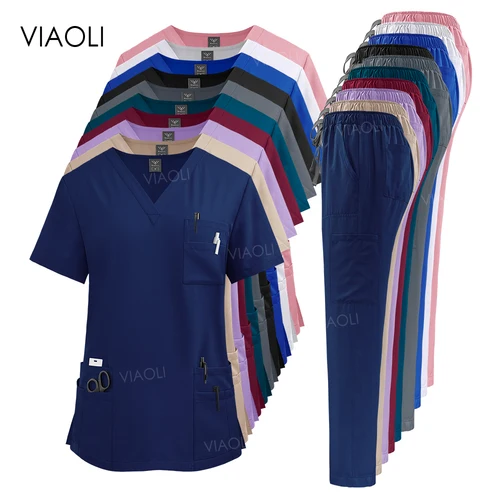 Imagen 1 del producto Uniforme médico para mujer, conjunto de batas de trabajo para Hospital, venta al por mayor, uniformes de enfermería, ropa de trabajo para clínica de farmacia y cuidado de la salud