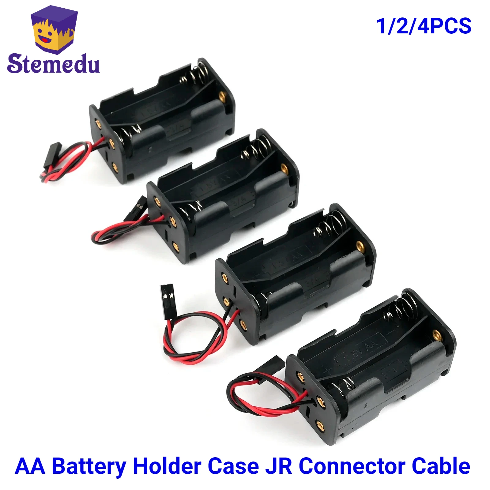 1/2/4PCS AA Battery Holder Case JR Connector Cable, 6V Battery Box (Need 4 Cell 1.5V AA Battery, Not Included) for Servo Tester