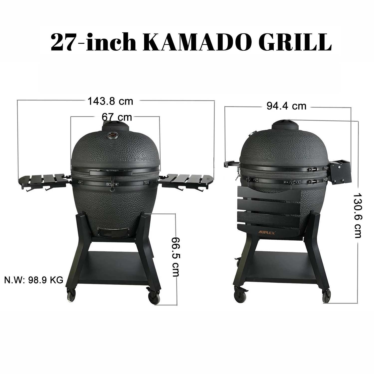 Premium 13-Inch Green Ceramic Charcoal Kamado BBQ Grill with Smokeless Feature for Outdoor Use