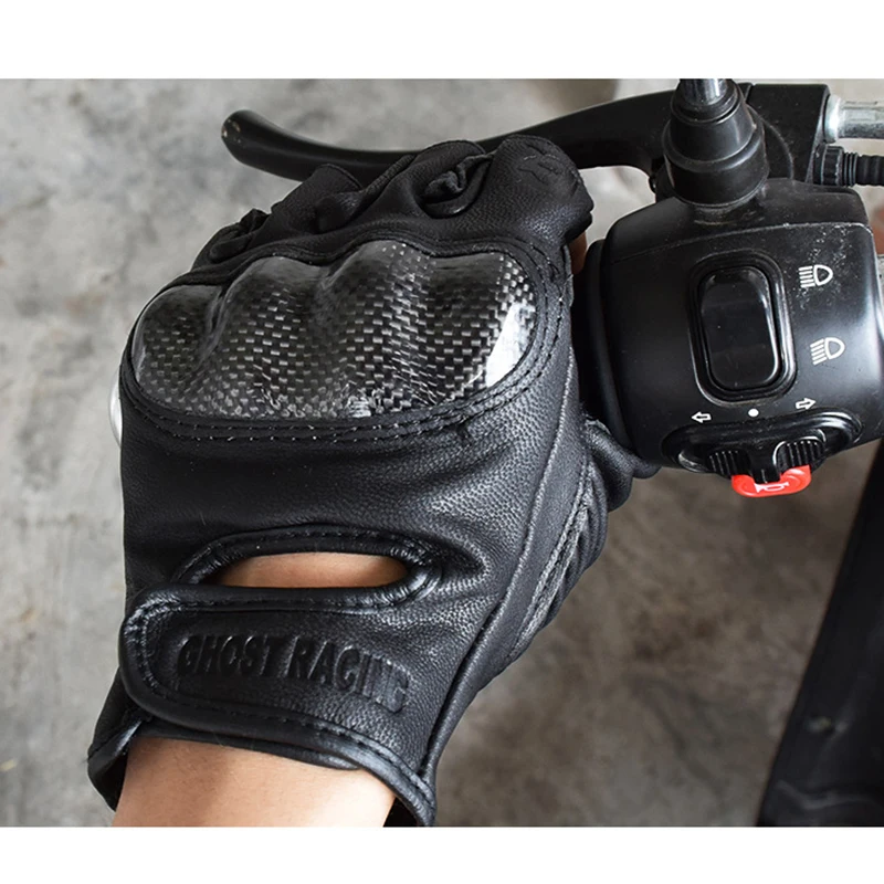 

GHOST RACING Motorcycle Leather Half finger Gloves Men And women Summer Motocross Moto Riding Offroad Anti-drop breathable Luvas