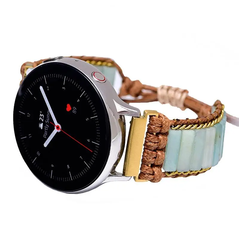 20mm 22mm Bohemian Strap For Samsung Galaxy Watch 4 5 6 7 Active 2 Huawei Watch 4 3 Pro GT4 GT3 GT2E Vintage Natural Stone Band