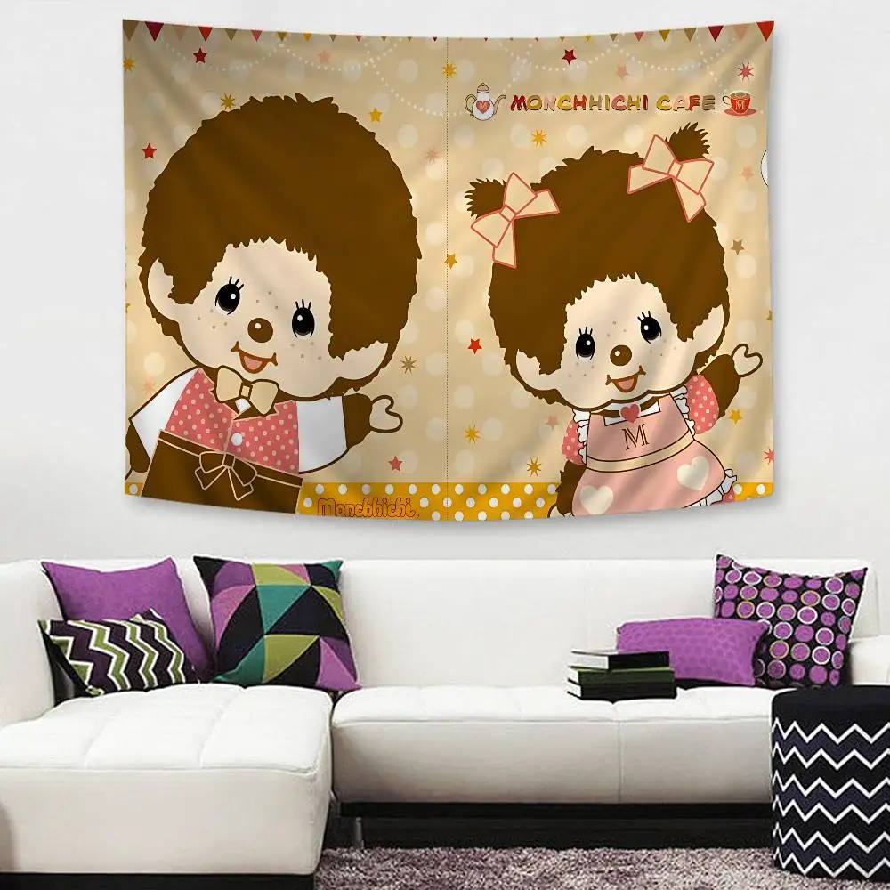 Popular Logo M-Monchhichi Fashion Cartoon Tapestry Art Science Fiction Room Home Decor Art Home Decor