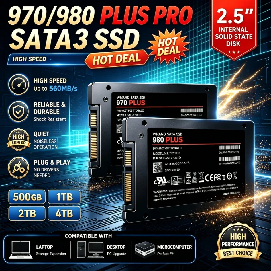 Solid State Disk 2.5 Inch SSD 500GB 1TB 2TB 4TB Internal HDD 970/980 PLUS  Hard Drive Sata3 For Laptop Microcomputer Desktop