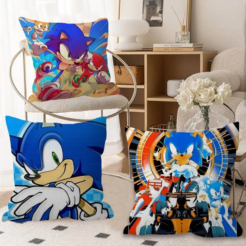 Anime S-Sonic H-HedgehogES Cushion Cover Inches Farmhouse Decor Home Throw Pillow Covers For Couch Decorations