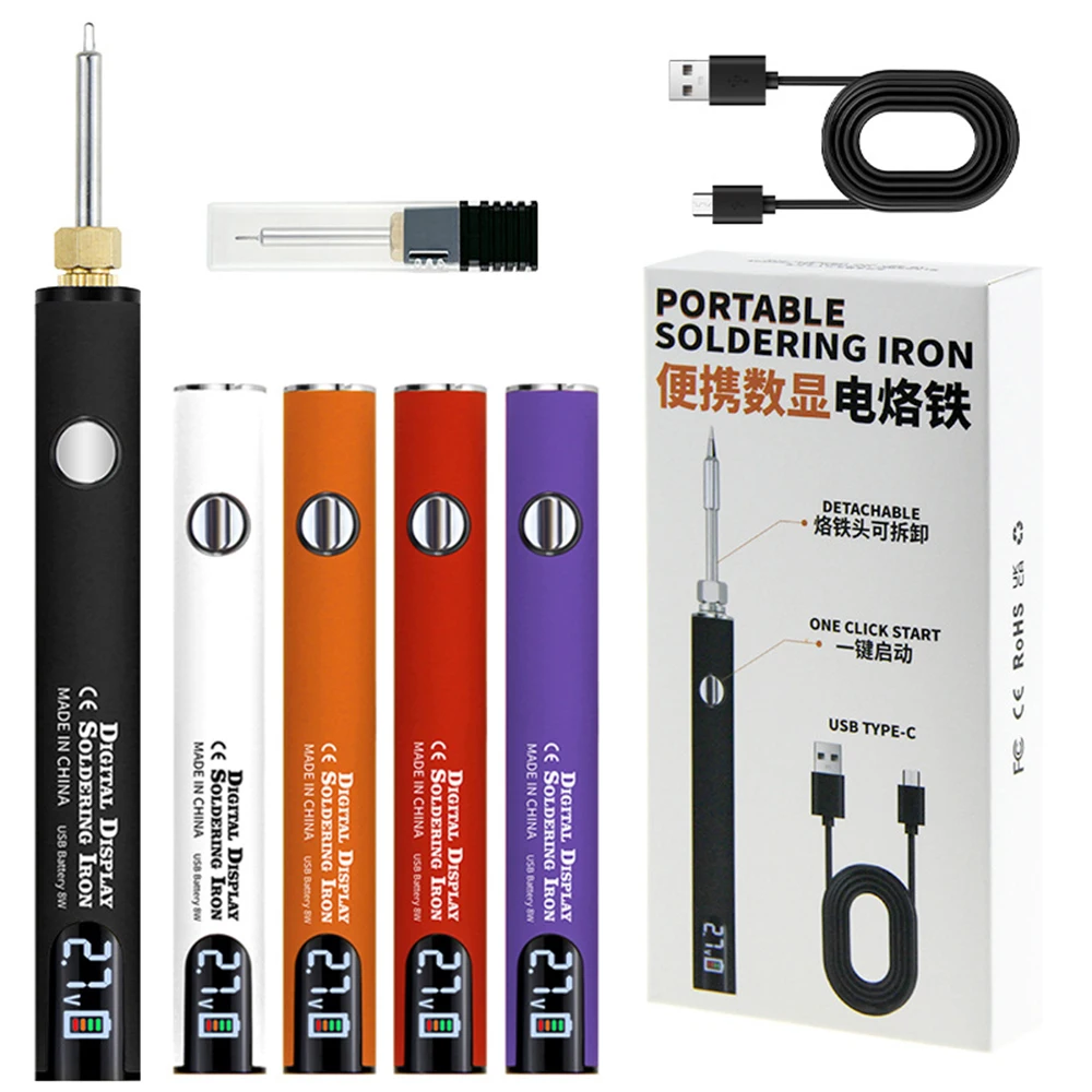 650mAh 510 Digital Soldering Iron Pen Preheating Battery Set 3 Speed Adjust Voltages 330-450℃ Battery Charge Iron Tip Optional