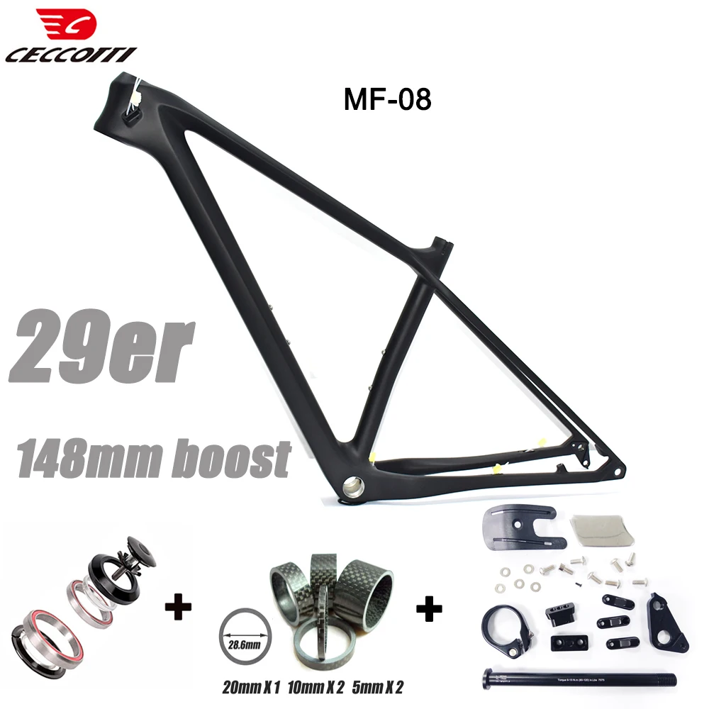 CECCOTTI 29er MTB Real T1000 Carbon Mountain Bike Frame With 12X148 Boost  And BSA73 Bicycle Framework