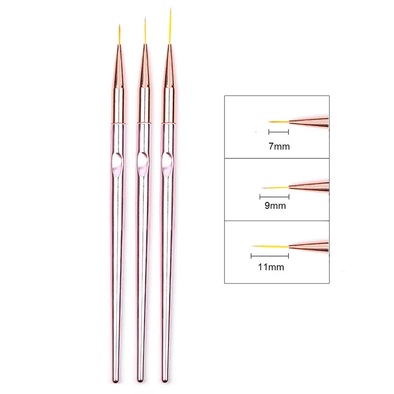 3Pcs Nail Art Liner Brushes French Stripe 3D Tips Line Stripes DIY Drawing Pen UV Gel Brushes Painting Manicure Nail Tool Sets
