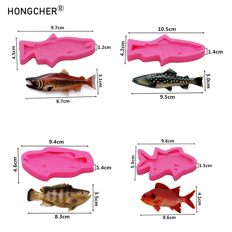 Silicone Fish Mold - Food Safe Chocolate Candy Fondant Ice Mold Flexible Soap Candle Wax Resin Polymer Clay Mold,Fish Mold