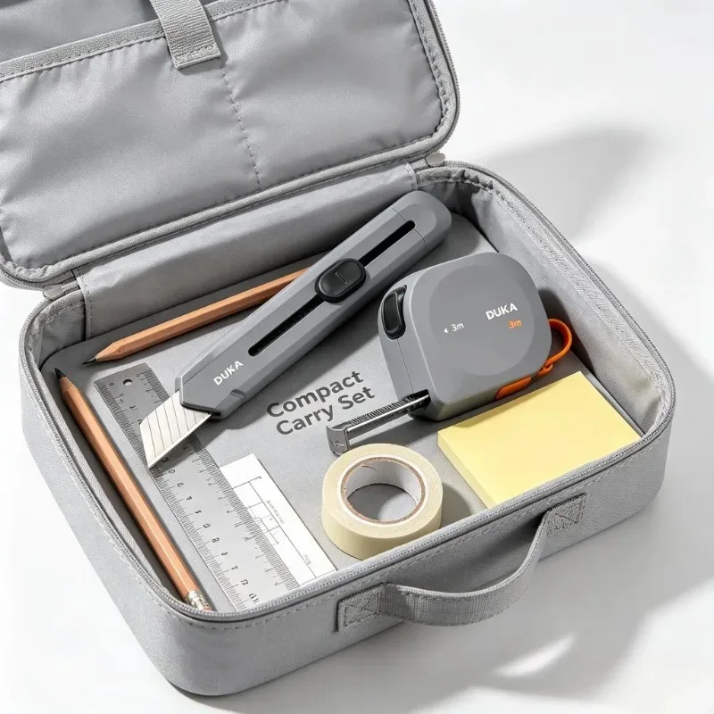 DUKA High Precision Thickened Self-lock Tape Measure Utility Knife Retractable Box Cutter for Cartons Cardboard and Boxes Set