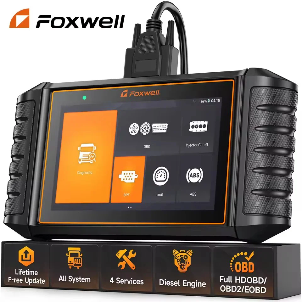 FOXWELL HD500 24V Heavy Duty Truck Diagnostic Tools All System DPF Regen Injector Cutoff ABS Bleeding OBD2 Diesel Trucks Scanner