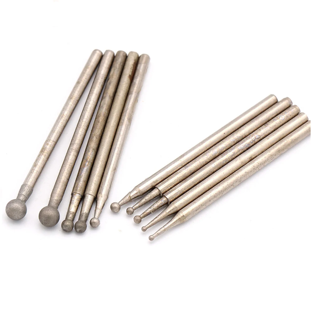 

1200/600 Grit Diamond Grind Needle Head Cutter Jade Carving Tool Dremel Rotary Spherical Burr Tool 2.35mm Shank Round Ball 1-4mm