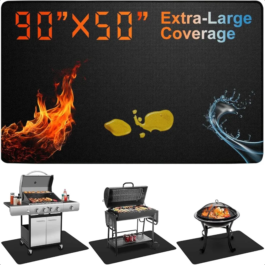 

Extra Large 90 x 50 Inch Under Grill Mat for Outdoor Grill DoubleSided Fireproof Deck Patio Protector Heat Resistant BBQ Mat Wa