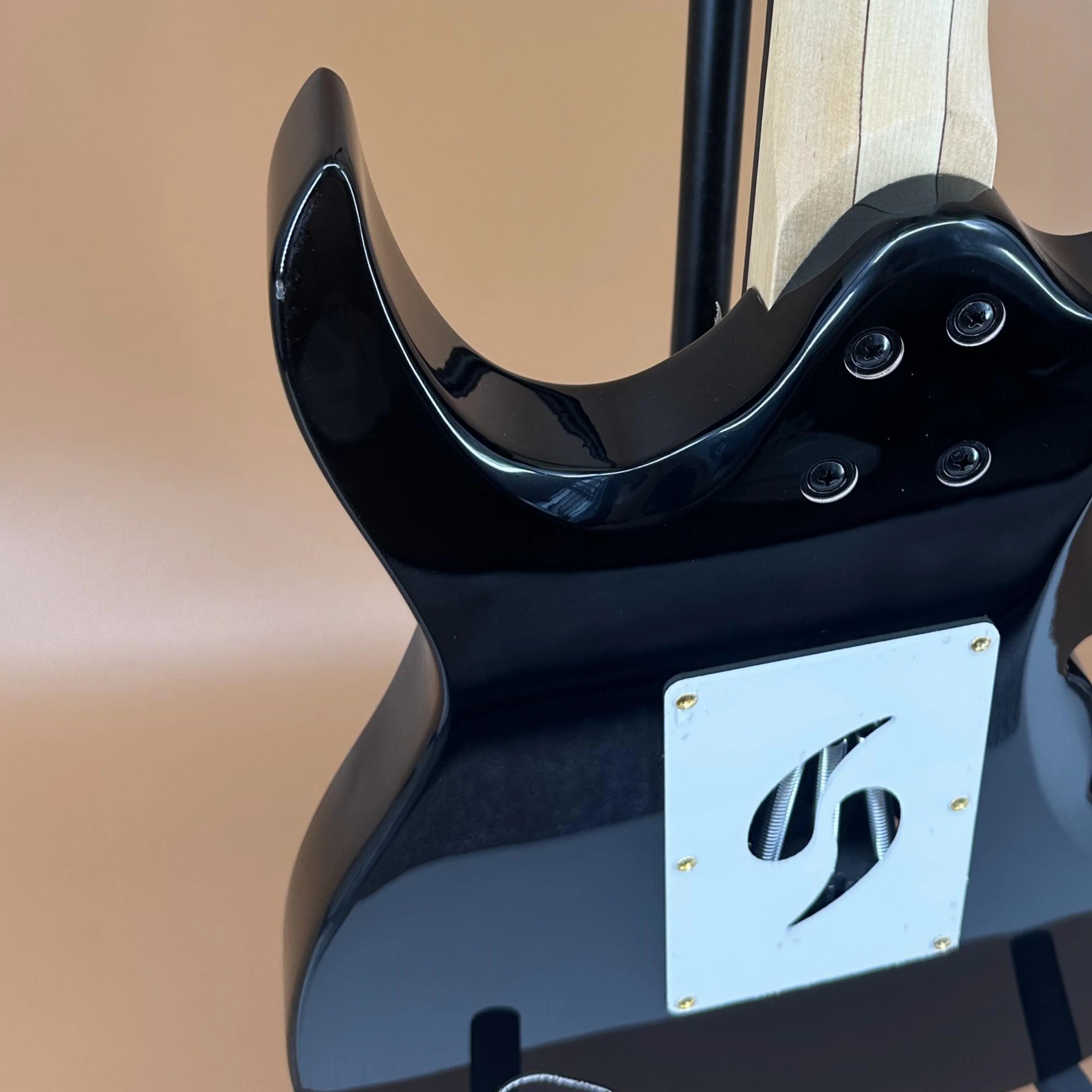 US Warehouse Gloss Black Electric Guitar HSH Pickups Rosewood Fretboard Double Tremolo Gold Hardware Floral Inlay Shred Metal Guitar