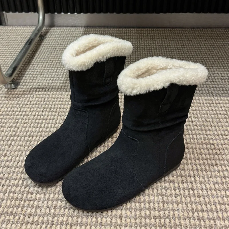 

Women Fur Ankle Snow Boots Suede Short Plush Fashion Shoes Winter 2025 New Trend Cozy Warm Casual Sneakers Woman Chelsea Botas