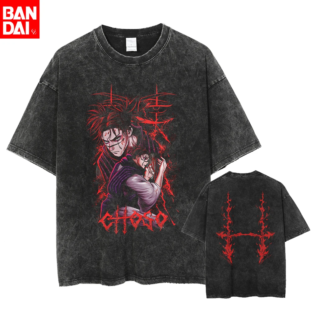 

Hot Anime Jujutsu Kaisen Choso Logo Graphic Printed T Shirt Men Women Washed Cotton T-shirts Oversized Tee Harajuku Vintage Tops