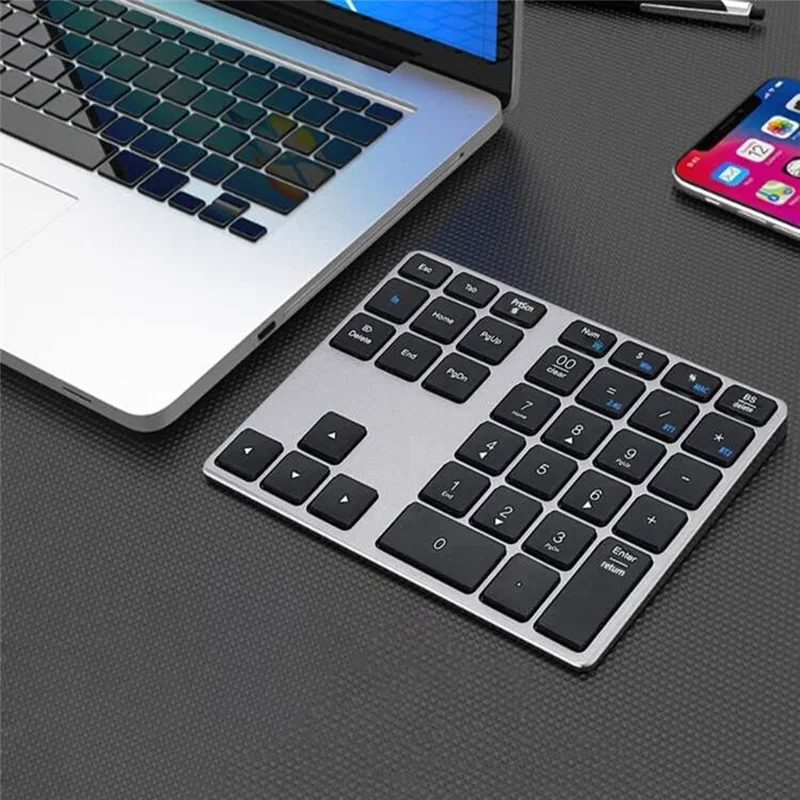 AT-Bluetooth Number Pad, 35 Keys Wireless Numeric Keypad, Portable Slim Bluetooth Numpad for Laptop, Mac,PC,