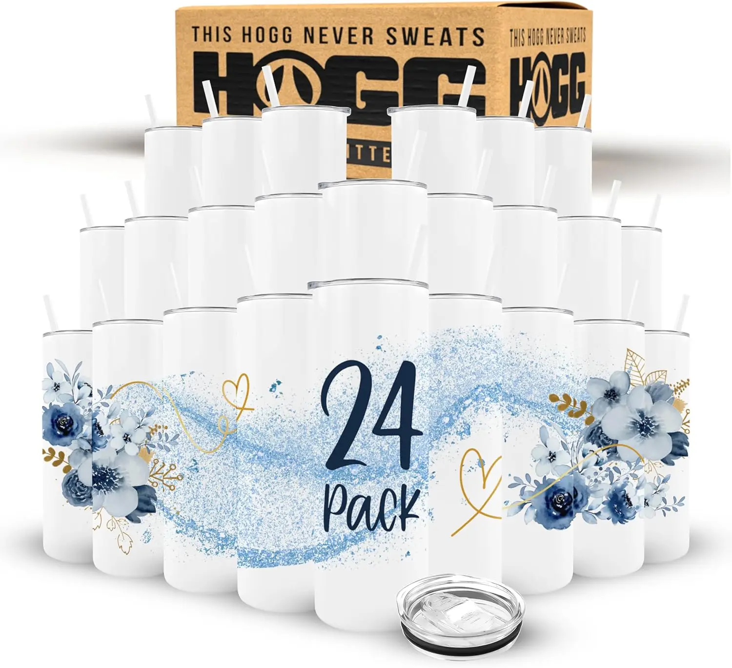 

Набор из 24 сублимационных стаканов объемом 20 унций с крышками и трубочками, тонкий дизайн для легкого творчества