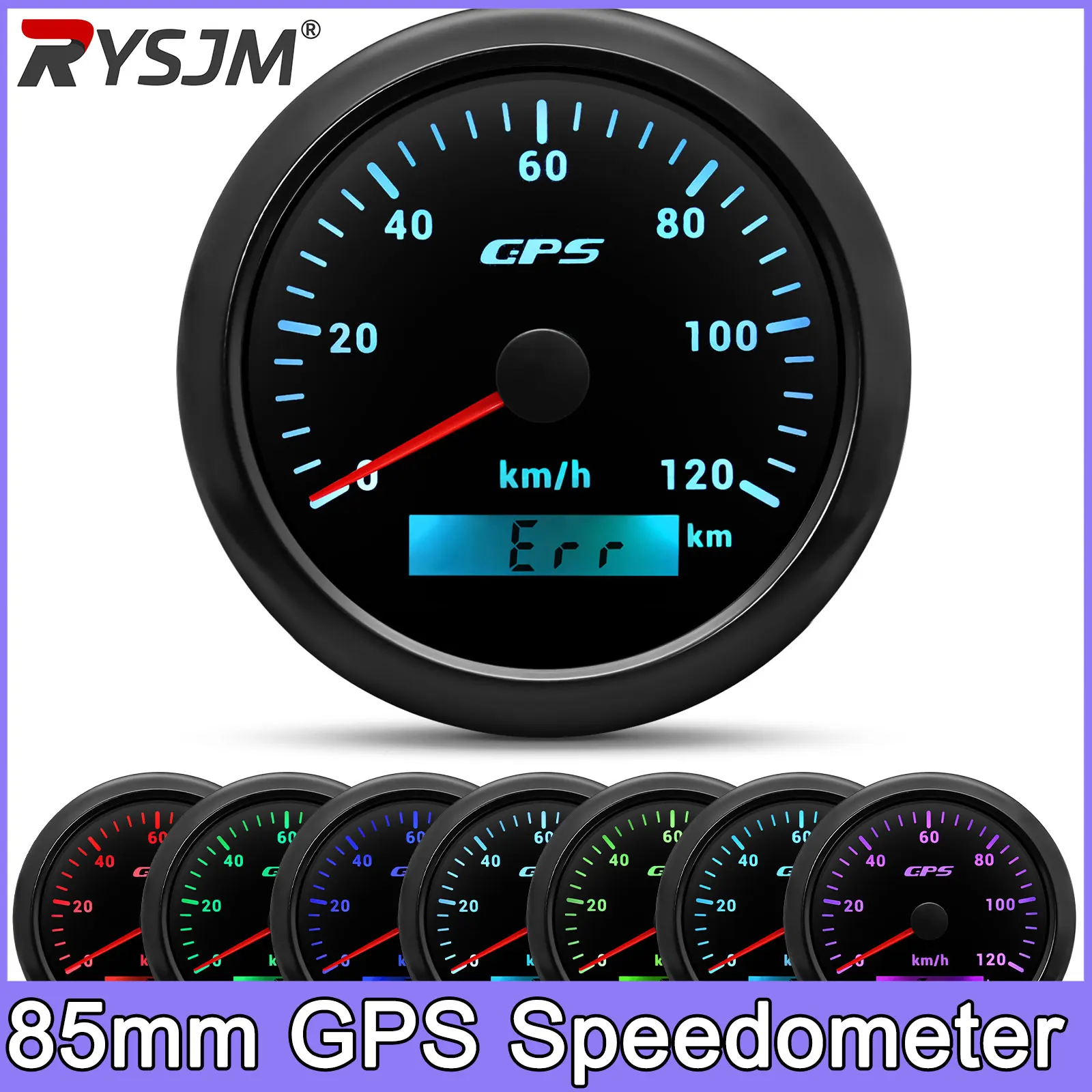 Velocímetro GPS de 30-200 Km/h 85mm com Antena GPS para Veículos, Barcos, Carros e Motocicletas 12V 24V