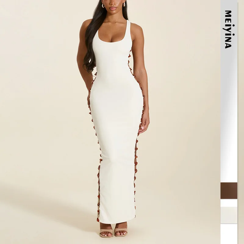 2026 Women's Summary New Style Single-breasted Sleeveless Hip-hugging Erotogenic And Elegant Clothes With Side Slits Prom