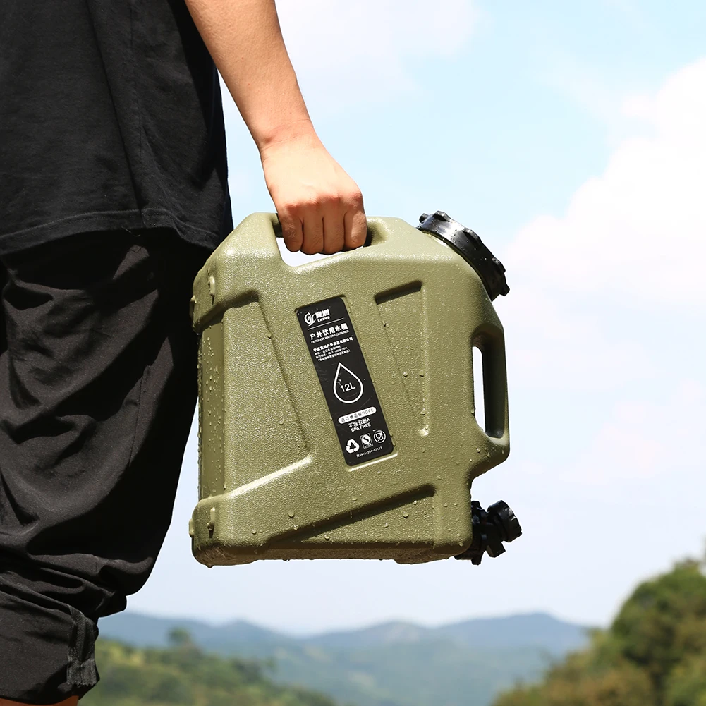 10/11/12L Outdoor Water Bucket Large-Capacity Portable Water Bag Container with Faucet Driving Water Tank for Picnic Hiking