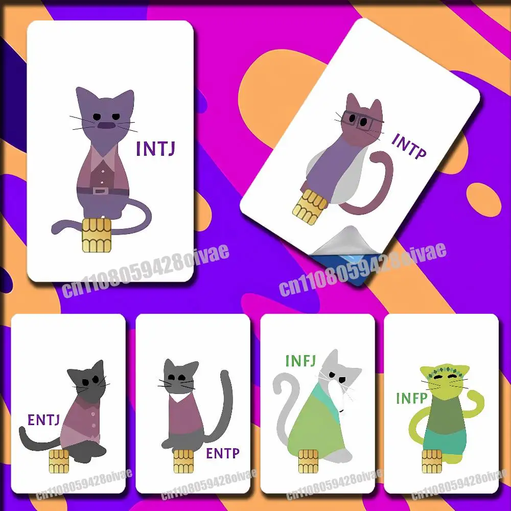 

16 Personality Types MBTI Psychology Cat Sticker Case For Credit Bank Credit Metro Self-adhesive Card Cover Decoration