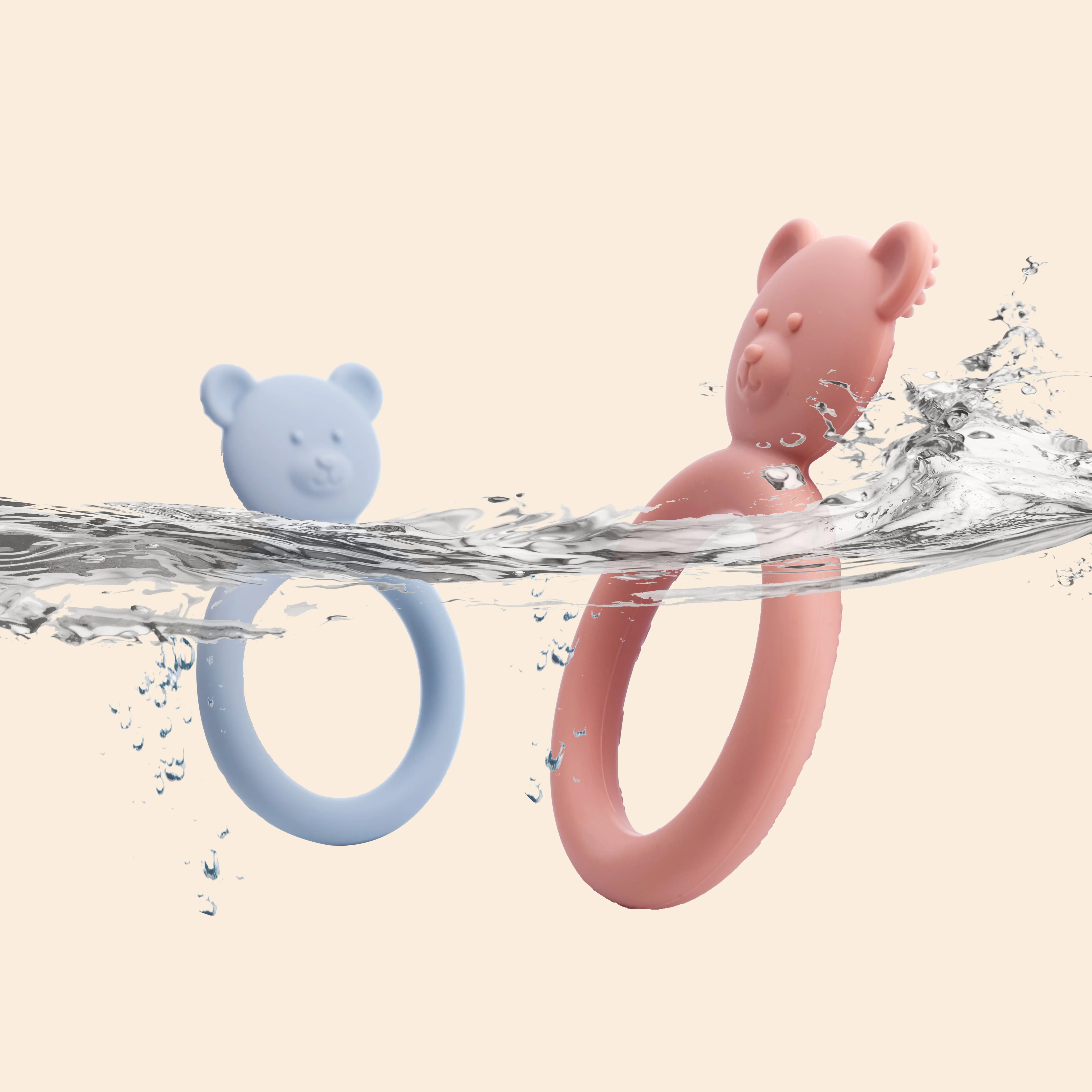 Anneau à mâcher en silicone de qualité alimentaire pour bébé TeWindsor, conçu par un ours