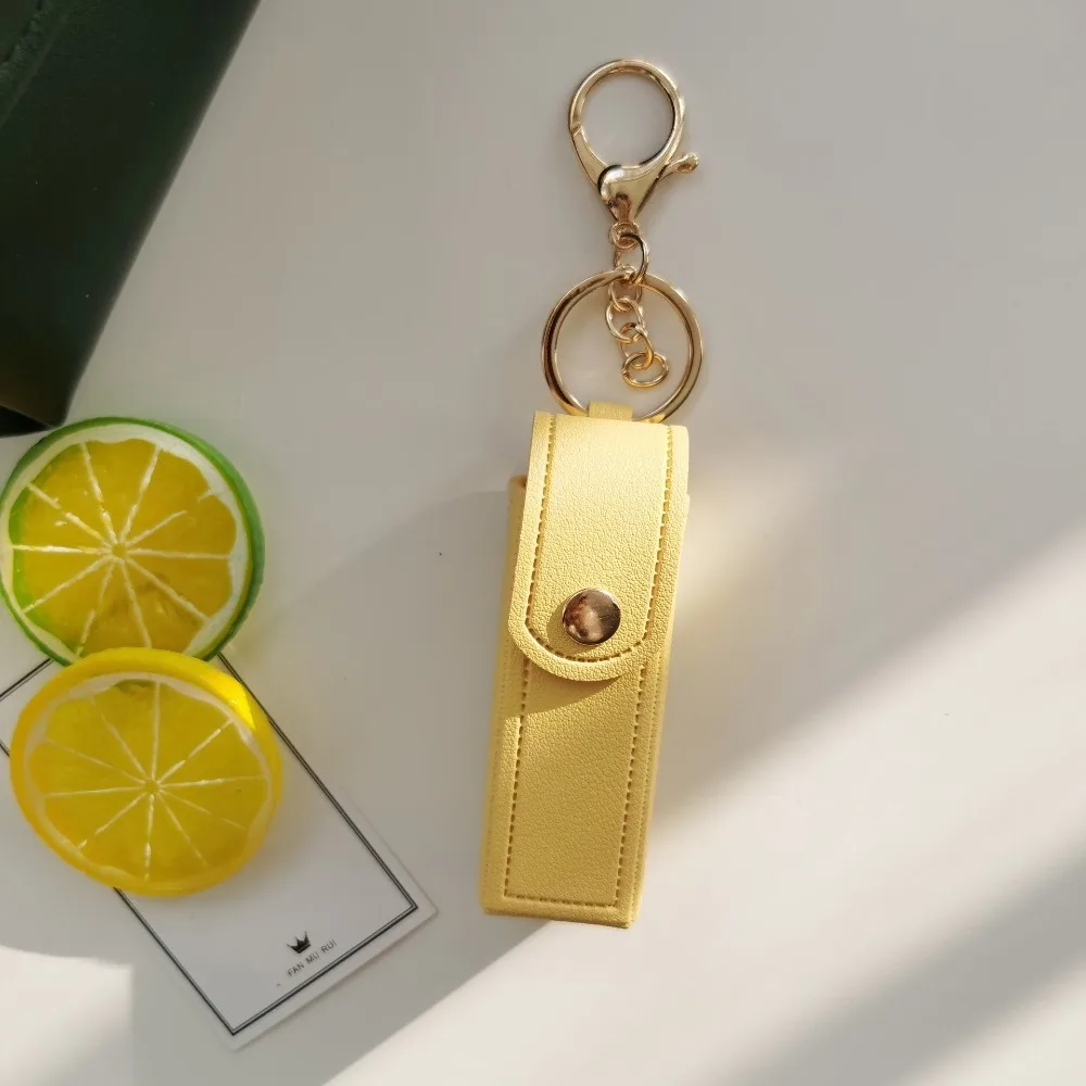 Портативная мини-сумка для бальзама для губ из искусственной кожи, брелок для ключей, защитный чехол, сумка для губной помады, брелок