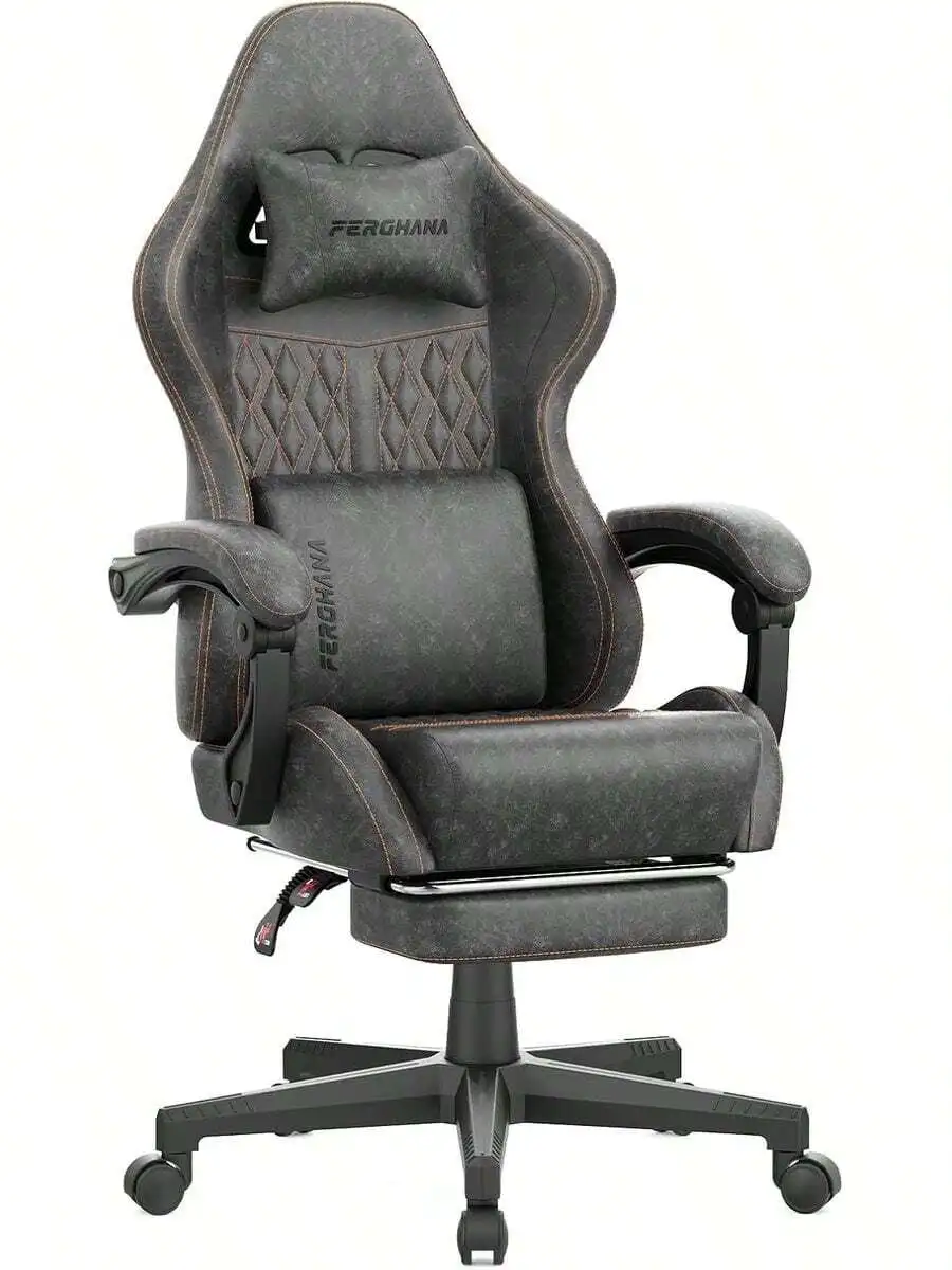 Ergonomic Reclining High‑Back Work Chair, Equipped With Massage Function & Retractable Footrest, Versatile Seating For Household
