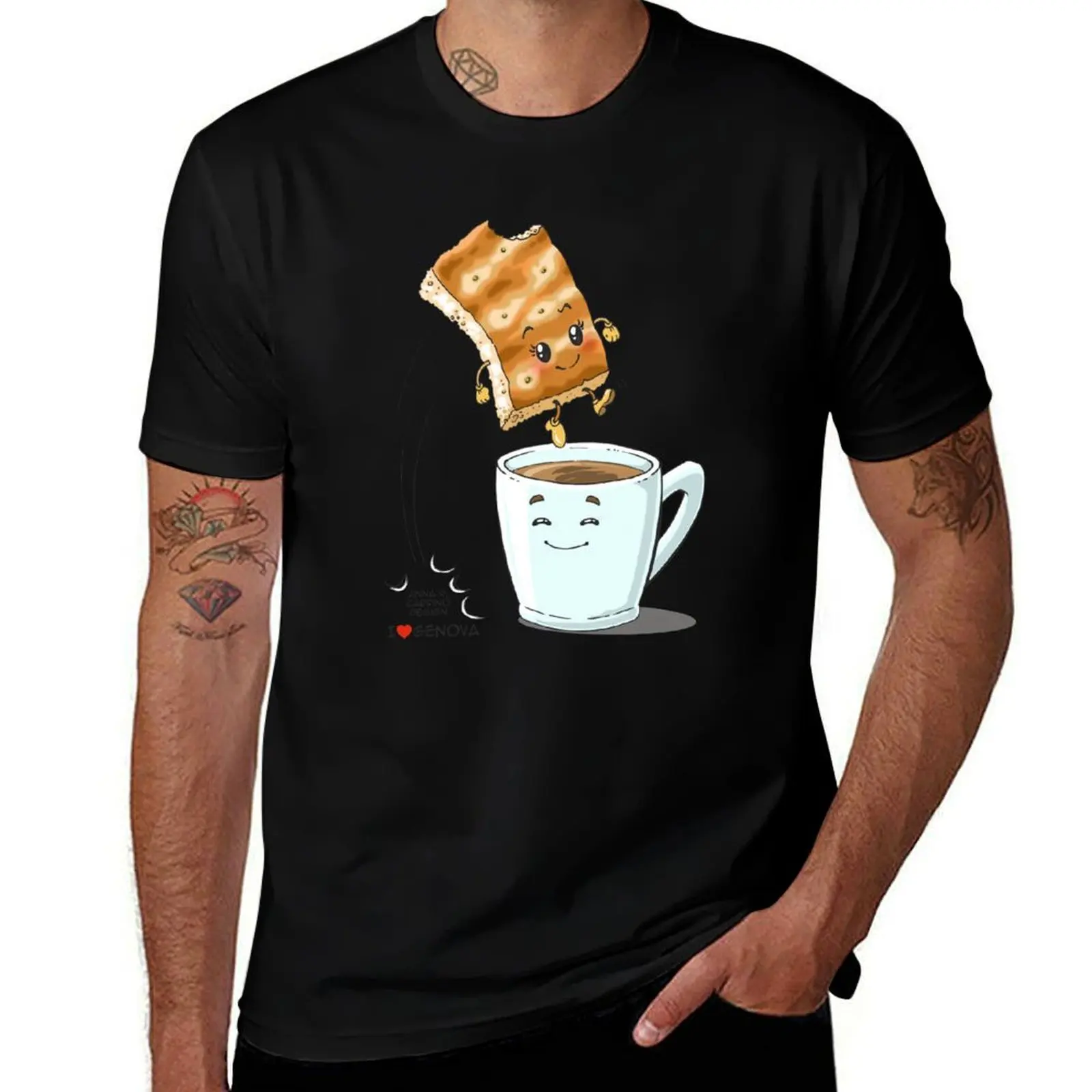 Focaccia Genovese-I love Genova Camiseta de algodón 100% camiseta de hombre