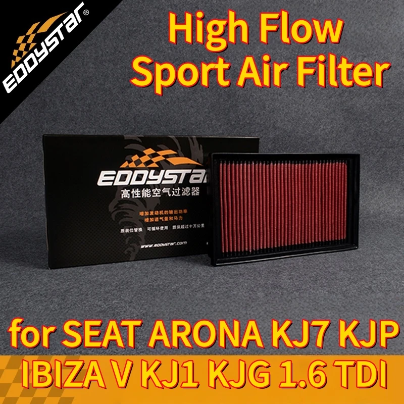 

High Flow Sport Air Filter for SEAT ARONA KJ7 KJP IBIZA V KJ1 KJG 1.6 TDI 01.2017- Washable Racing Intake Filters