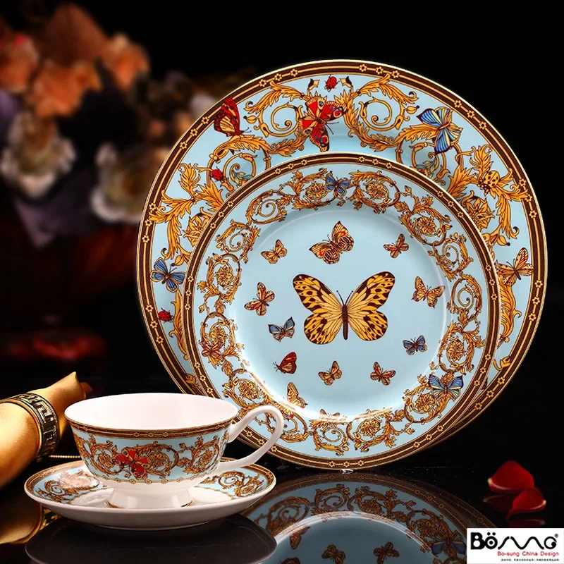 

Home new bone china steak plate, ceramic tableware, tablecloth, Western food plate, coffee cup, pastry plate