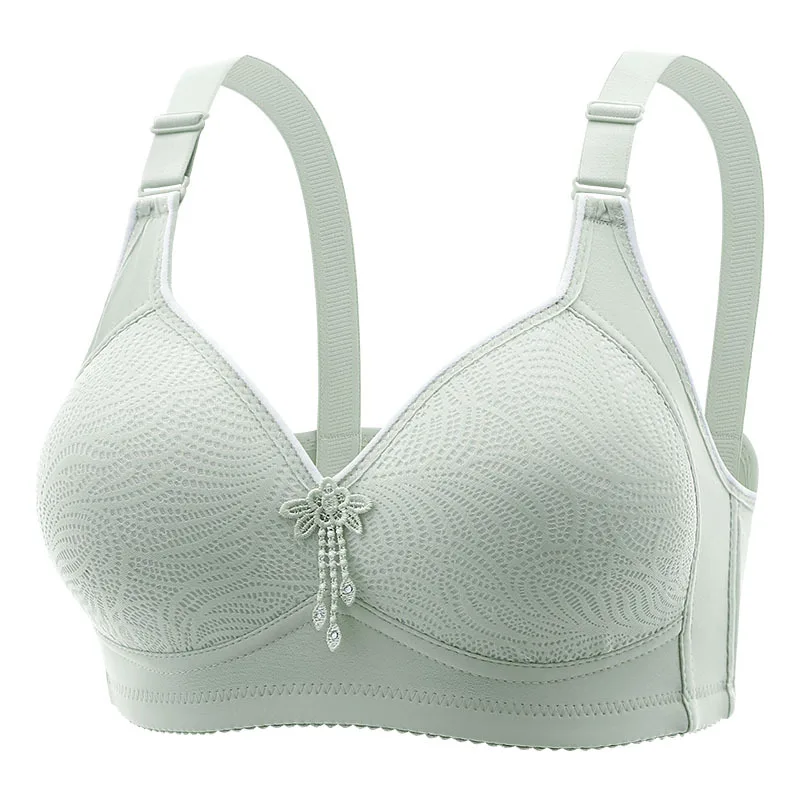 Sexy Lady Brassiere Lace Patterned Adjustable Strap Wireless Bra Four-row Three-hook Cups Girl Plus-size Mom's Lingerie Women