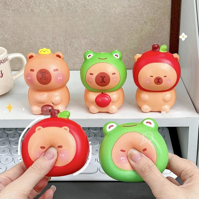 

1Pcs Cute Cartoon Capybara Hat Squeezing Silicone Toy Slow Rebound Decompression Toy Venting Ornaments Children's Gift Toy