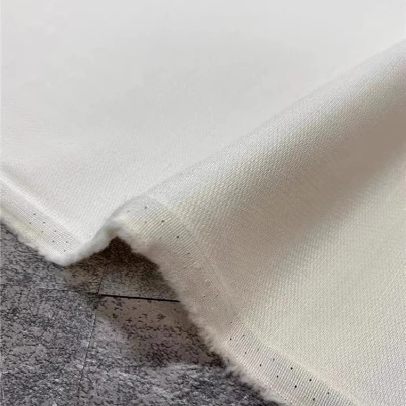 ผ้าไหมมูมิสีขาว 48 เส้น ผ้าเครปขนสัตว์คุณภาพสูง สำหรับตัดชุดสูท ชุดเดรส ผ้า DIY ต่อเมตร สีดำ สีแดง