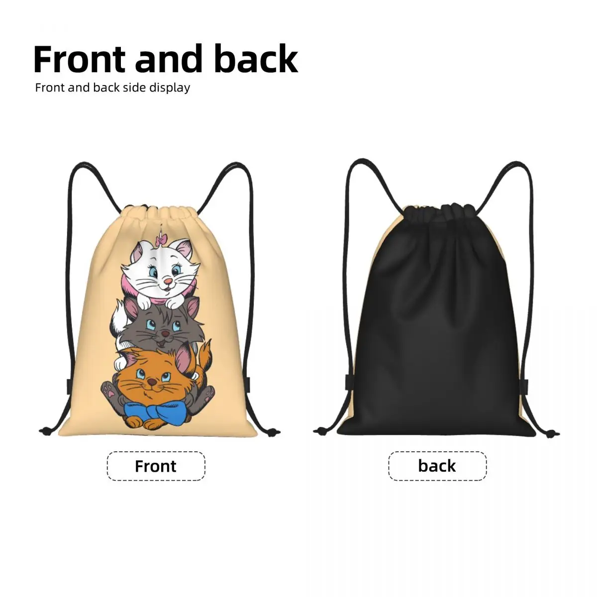 Custom Manga Drawstring Bags Women Men Portable Gym Sports Sackpack Marie Cat Shopping Storage Backpacks