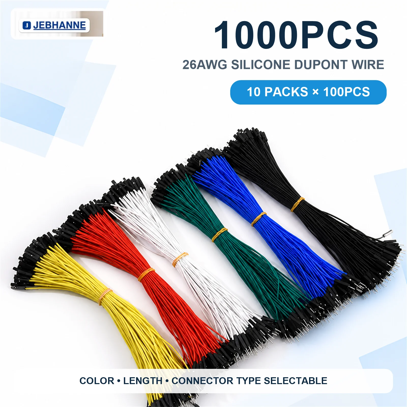 1000PCS Jumper Wire Kit 26AWG Silicone Dupont Wires 2.54mm Male Female Breadboard Wires for Arduino DIY Electronics