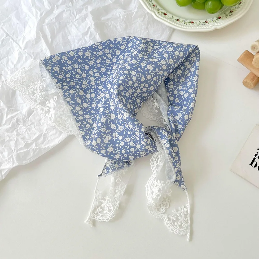 

Новый треугольный шарф во французском стиле с маленькими цветами, кружевные ленты для волос, аксессуары для волос, тюрбан, бандана на весну и лето