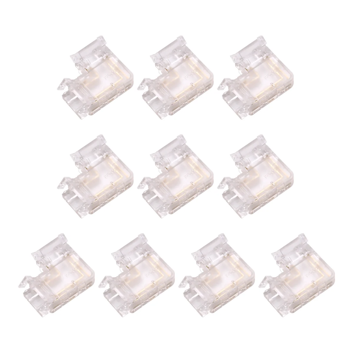 

A002 10PCS O4P-10-L COB LED Light Strip Transparent Solderless Hat Connector L-Shaped Crystal Buckle for 10mm 4PIN