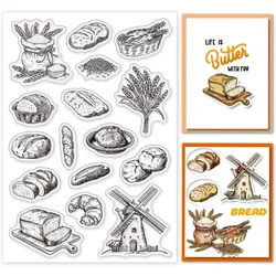 Breakfast Bread Clear Stamps for Cards Making Wheat Pinwheel Flour Silicone Clear Stamp Seal Transparent Stamp for DIY Scrapbook