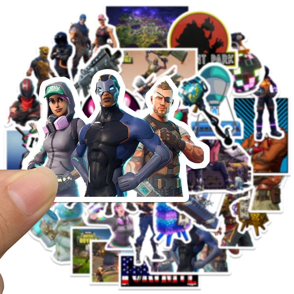 100pcs Cartoon Game Shoot Fortnites Stickers Toys Waterproof Sticker Luggage Skateboard Guitar Laptop Stikers KidsToy