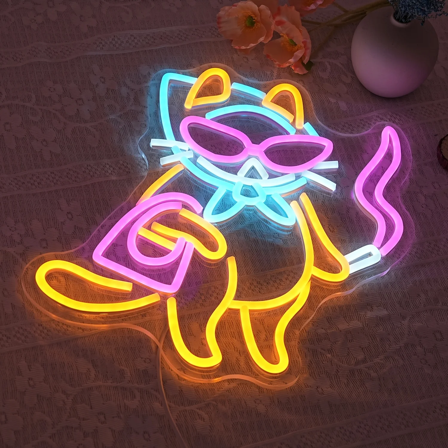 

Smoking Female Cat Neon Sign LED Neon Light USB Dimmable Wall Decor for Hotel Bar Home Room Farmhouse Decor Gift for Friend