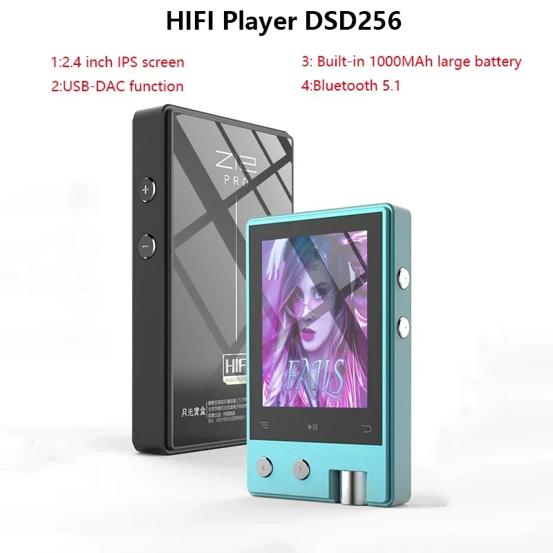 Portable Lossless Music Player HIFI Walkman DSD256 24BIT 192KHz Lossless Decoding Bluetooth 5.1 Large Capacity Battery Music MP3