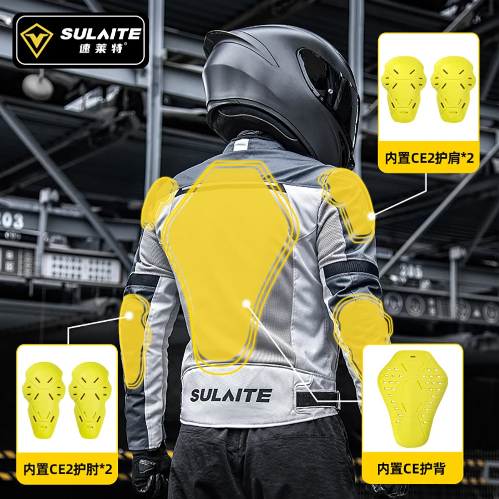 SULAITE Summer Motorcycle Jacket Men\'s And Women\'s Breathable Motorcycle Riding Protective Clothing Internal CE Protective Gear