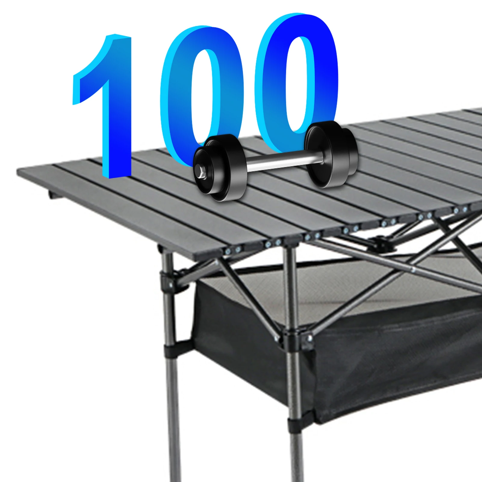 120Cm Outdoor Klaptafel Met Netzak Zware Sterke Laadcapaciteit Lichtgewicht Camping Wandelen Backpacking Picknick Bbq