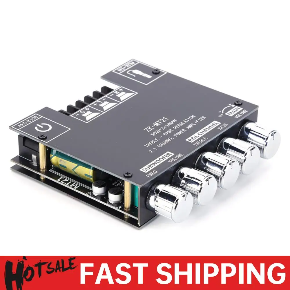 

ZK-MT21 2x50 Вт + 100 Вт 2,1-канальный BT5.0 AUX цифровой мощный усилитель сабвуфера плата