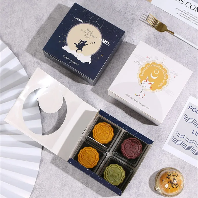 10pcs/lot Mid Autumn Festival Mooncake Gift Box Portable Packaging Egg Yolk Crisp Cake Cookies Candy Gift Boxes