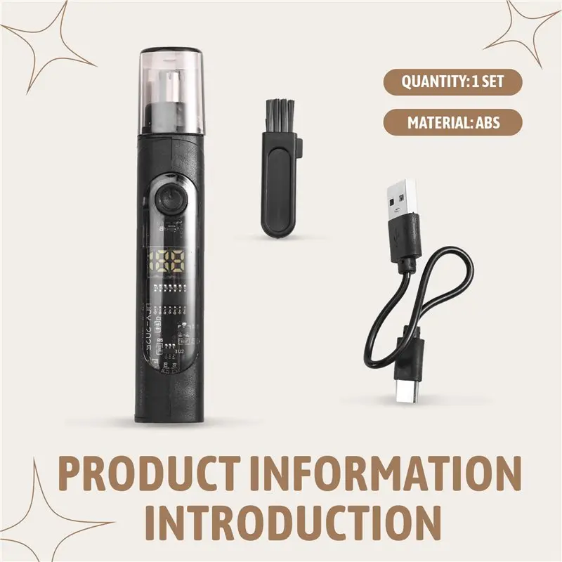 【مخزنة】ماكينة تشذيب شعر الأنف الكهربائية القابلة لإعادة الشحن عبر USB متعددة الوظائف مجموعة العناية الرجالية المحمولة لإزالة شعر الأنف والأذن #6