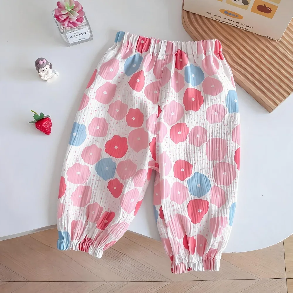 Spring Summer Mosquito Proof Pants for Boys Girls Full Printing Versatile Pants Outer Wear Toddler Casual Loose Thin Trousers