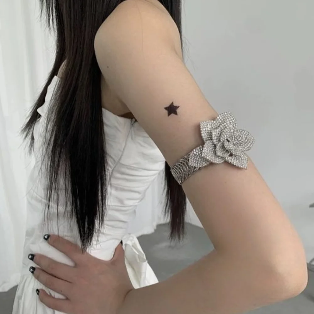 بلينغ زهرة شارة الذراع سلسلة سبيكة قابل للتعديل حجر الراين الذراع الكفة الأساور كريستال رائعة زهرة العلوي الذراع الإسورة الفتيات #3
