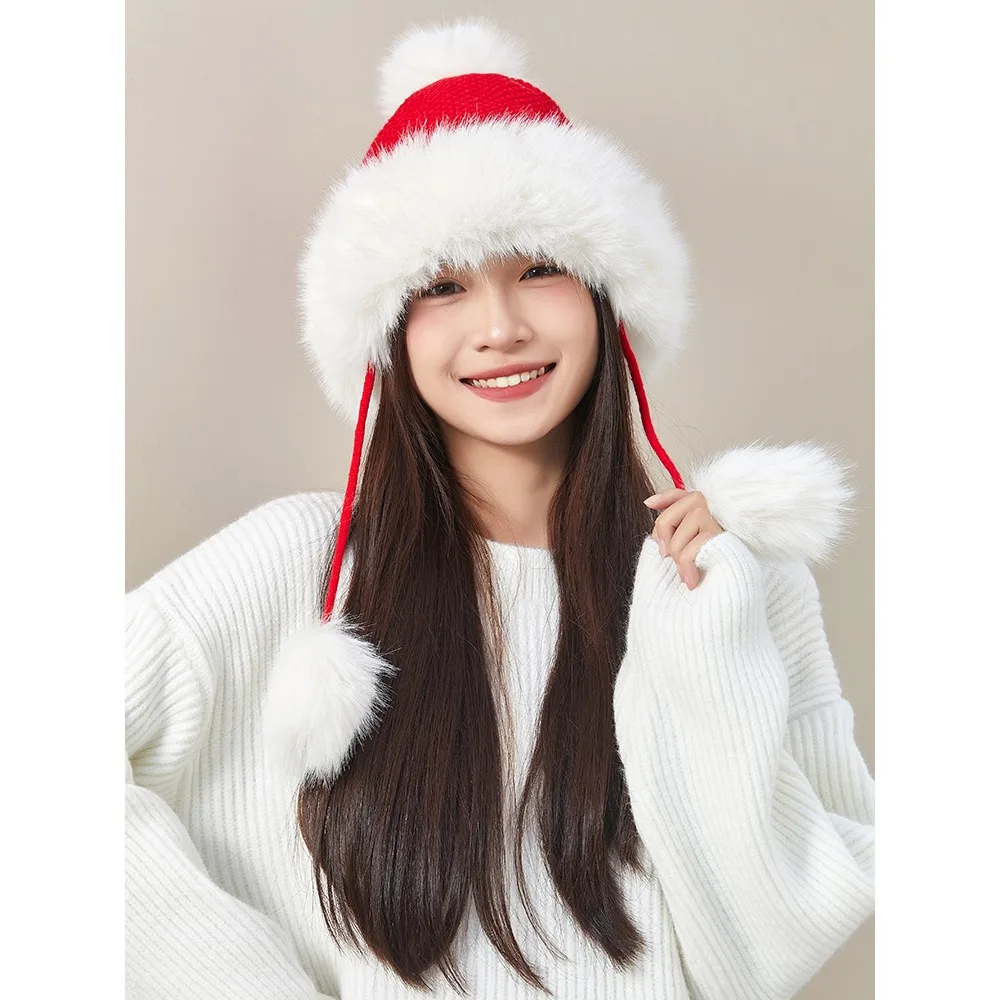 

Высококачественная зимняя велосипедная теплая толстая вязаная шерстяная шапка, удобная белая меховая повседневная альпинистская шляпа от солнца, праздничный подарок